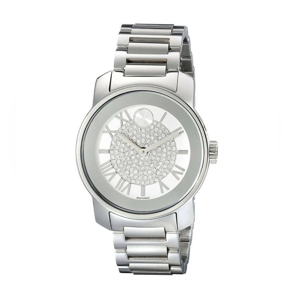 Movado Silver Tone Crystal Dial Bracelet Watch